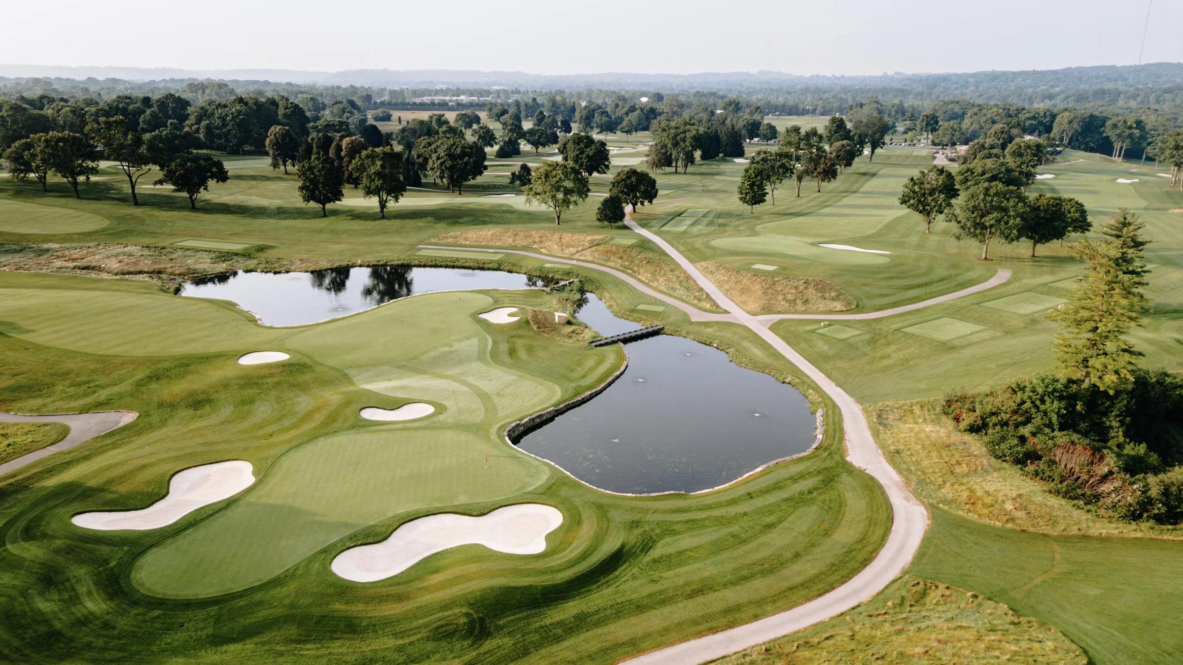 Aerial view of a championship golf course